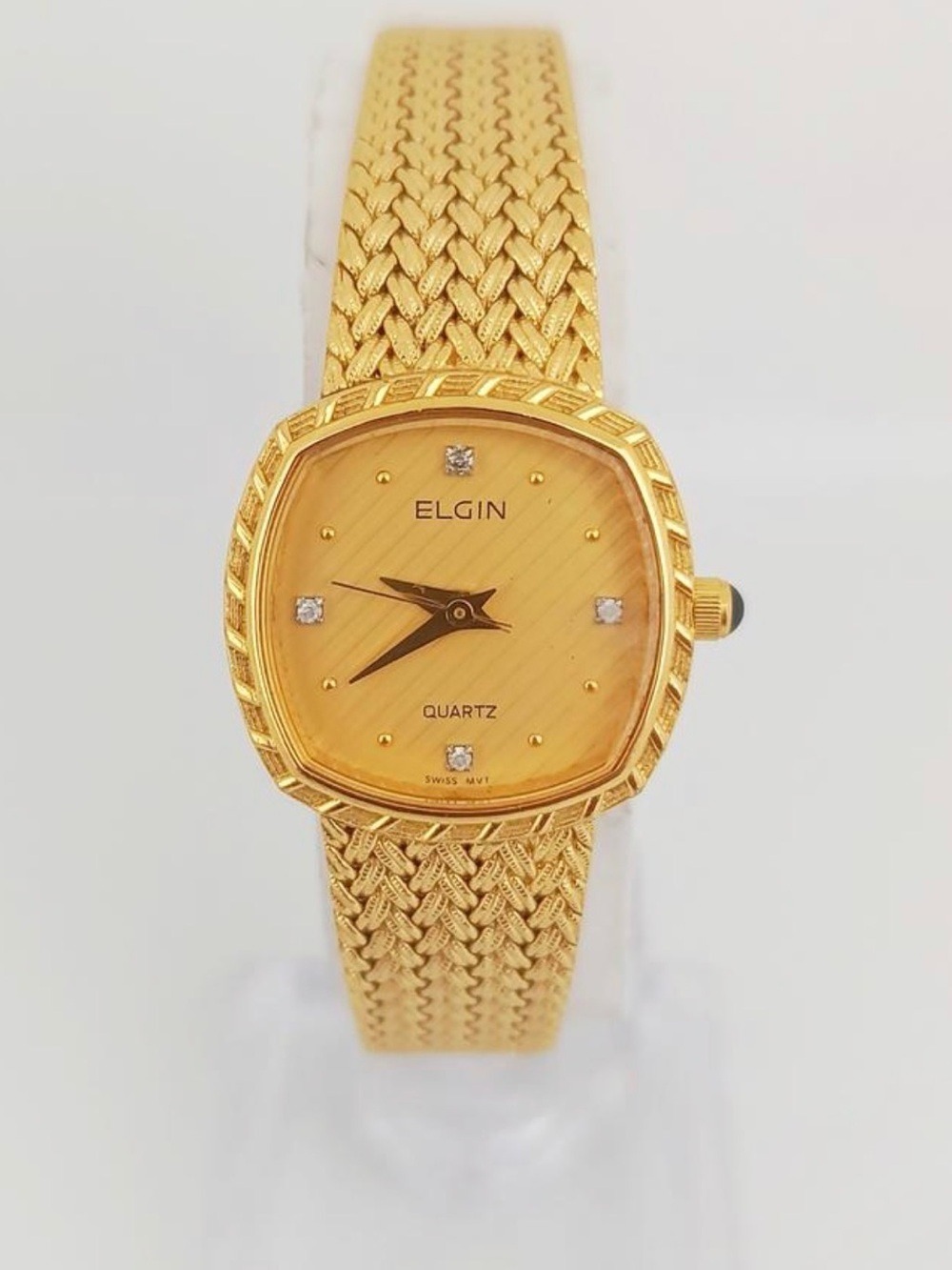 Elgin Gold-Tone Women's Quartz Watch with Woven Bracelet